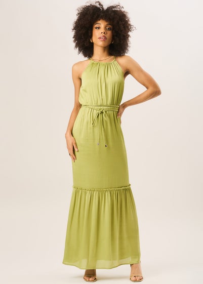 Gini London Green Halter Neck Maxi Dress