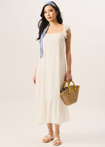 Gini London White Ruffle Short Sleeve Maxi Dress