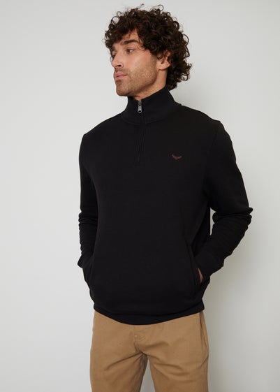 Threadbare Black 1/4 Zip Neck Sweatshirt