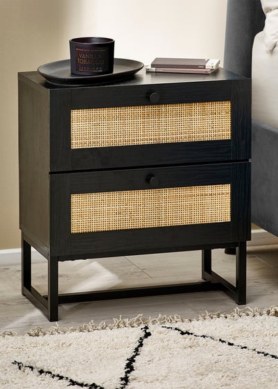 Julian Bowen Padstow 2 Drawer Bedside in Black (55 x 50 x 30cm)