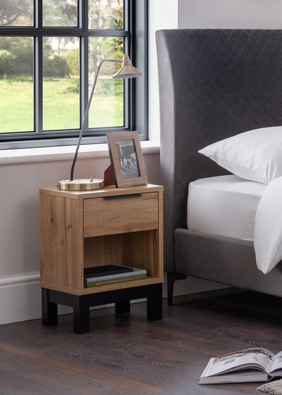 Julian Bowen Bali 1 Drawer Bedside in Light Brown (50 x 35 x 26cm)