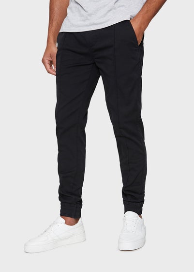 Threadbare Black Metro Cuffed Casual Trousers With Stretch