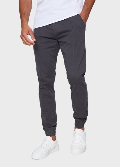 Threadbare Charcoal Metro Cuffed Casual Trousers With Stretch