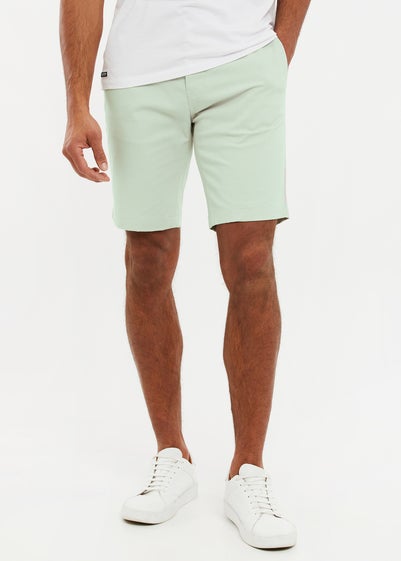 Threadbare Soft Green Cotton Slim Fit Chino Shorts With Stretch