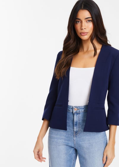 Quiz Blue Tailored Cropped Blazer