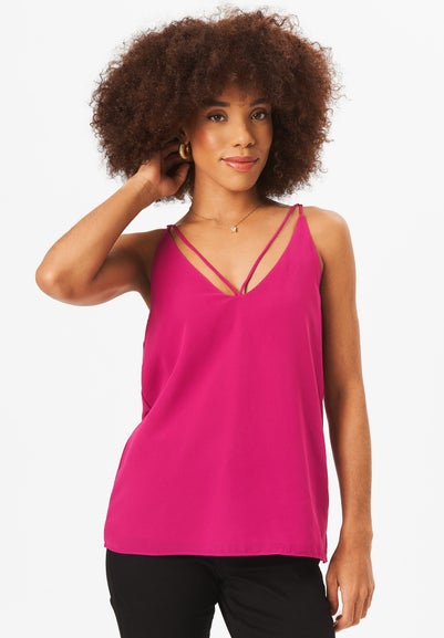 Gini London Fuchsia Plain Strappy Cami Top