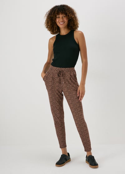 Brown Animal Print Harem Trousers