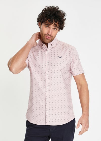 Threadbare Pink Leonardo Cotton Diamond Print Shirt