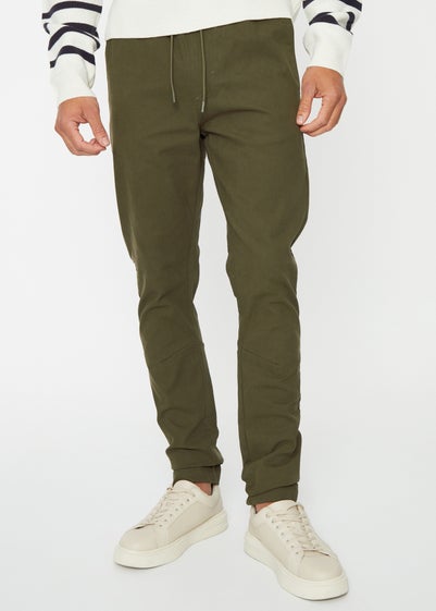 Threadbare Khaki Slim Fit Pull-On Chino Trousers