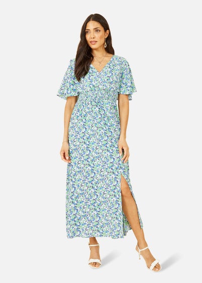 Yumi Green Ditsy Print Maxi Dress