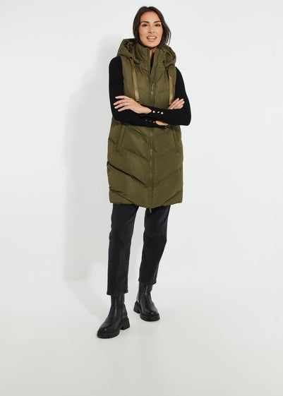 Threadbare Khaki Vamp Longline Padded Gilet