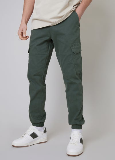 Threadbare Dark Grey Cotton Jogger Style Cargo Trousers With Stretch