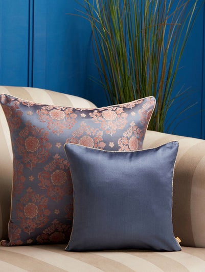 Blue Silk Hand Woven Cushion Cover