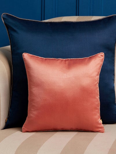 Peach Orange Silk Hand Woven Cushion Cover