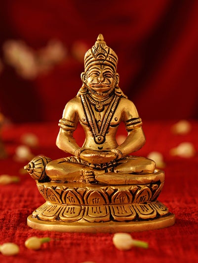 Antique Gold Table Top Brass Hanuman Idol