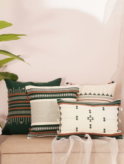 Multicolour Cotton Kashida Woven Cushion Cover