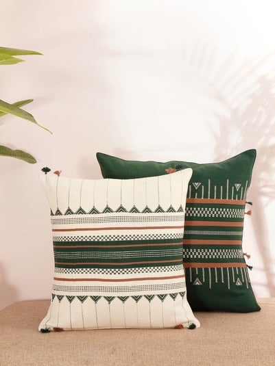 Multicolour Cotton Kashida Woven Cushion Cover