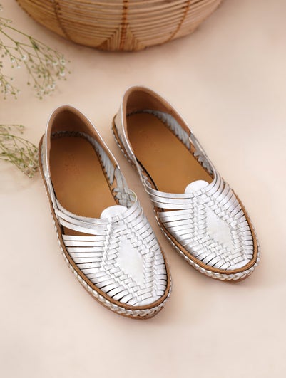 Women Silver Textured Shoes - EU-36