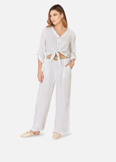 Yumi White Striped Italian Linen Shirt