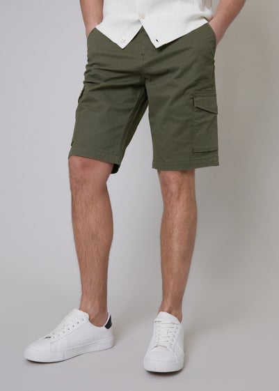 Threadbare Khaki Battlecraft Cotton Cargo Shorts With Stretch