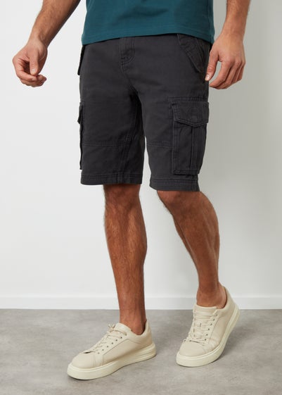 Threadbare Black Cotton Twill Utility Cargo Shorts