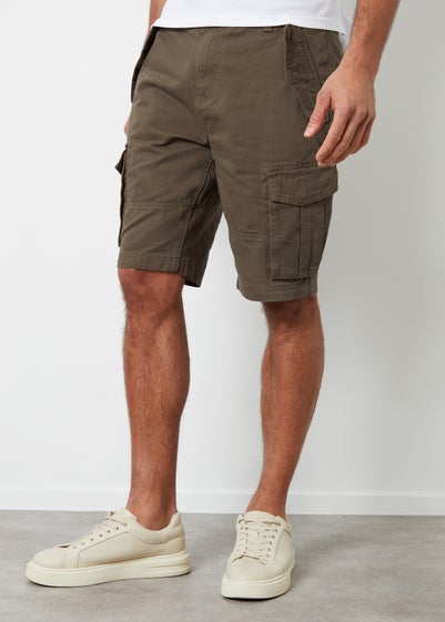 Threadbare Chocolate Cotton Twill Utility Cargo Shorts