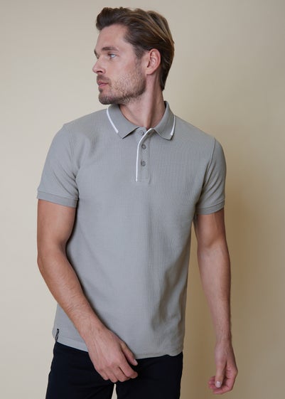 Threadbare Grey Tipping Detail Rib Collar Polo Shirt