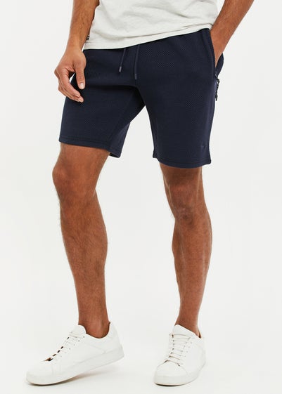 Threadbare Navy Waffle Textured Sweat Shorts