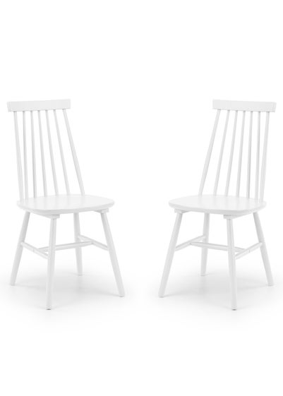 Julian Bowen White Spindle Back Dining Chairs Set of 2  (92.5 x 44 x 53cm)