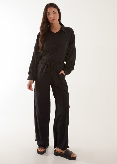 Blue Vanilla Black Waffle Shirt & Trouser Set