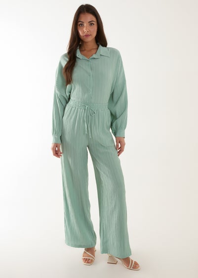 Blue Vanilla Green Waffle Shirt & Trouser Set