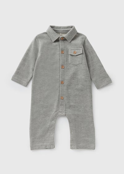 Baby Grey Polo Romper (Newborn-23mths)