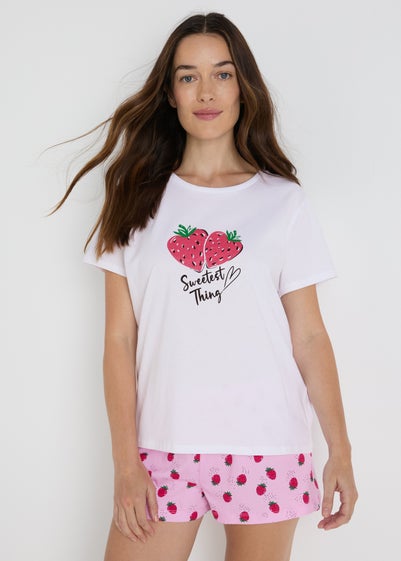 White Strawberry Pyjama Top