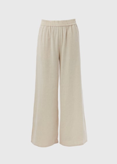 Stone Cotton Wide Leg Trousers