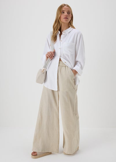 Stone Cotton Wide Leg Trousers