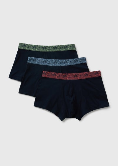 3 Pack Navy Palm Tree Waistband Hipsters