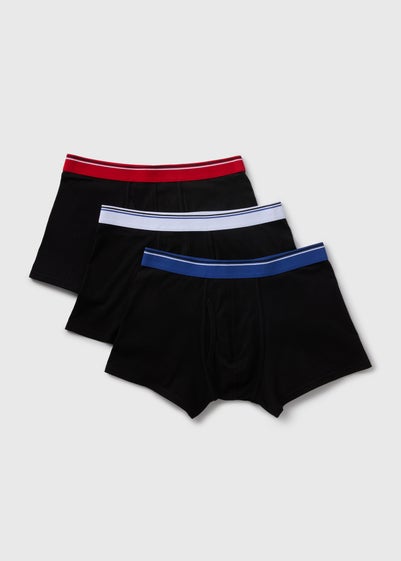 3 Pack Black Coloured Waistband Keyhole Boxers