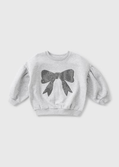 Grey Girls Sequin Bow Sweatshirt (1-7yrs)