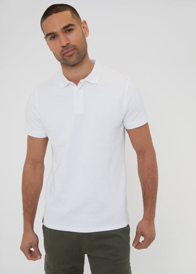 Threadbare White Textured Cotton Rich Polo Shirt