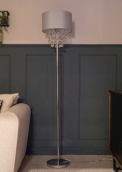 ValueLights Lulu Grey Metal Floor Lamp (159cm x 32.5cm x 32.5cm)