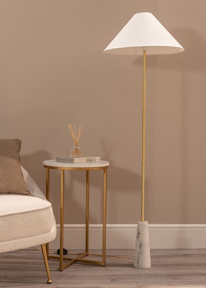 ValueLights Margot White Marble Floor Lamp (148cm x 48cm x 48cm)