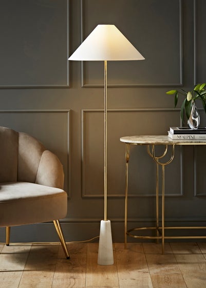 ValueLights Margot White Marble Floor Lamp (148cm x 48cm x 48cm)