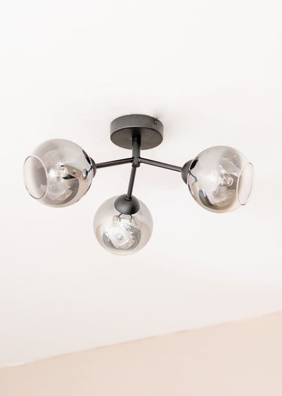 ValueLights Aria 3 Way Smoked Glass Ceiling Light (20cm x 43cm x 43cm)