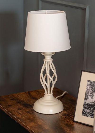 ValueLights Memphis Cream Table Lamp (30cm x 19cm x 19cm)