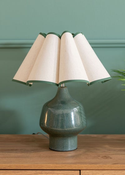 ValueLights Jamie Green Ceramic Table Lamp (43cm x 36cm x 36cm)