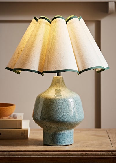 ValueLights Jamie Green Ceramic Table Lamp (43cm x 36cm x 36cm)