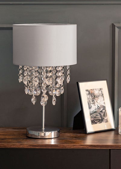 ValueLights Lulu Grey Metal Table Lamp (42.5cm x 24cm x 24cm)