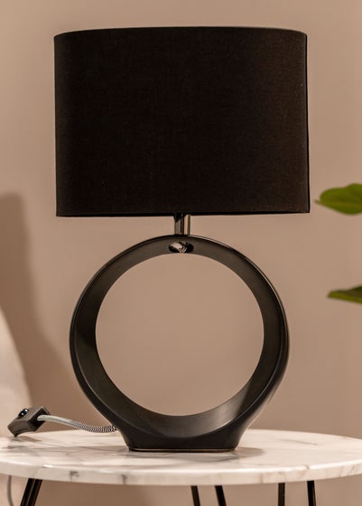 ValueLights Tia Black Ceramic Table Lamp (39.5cm x 24cm x 15cm)