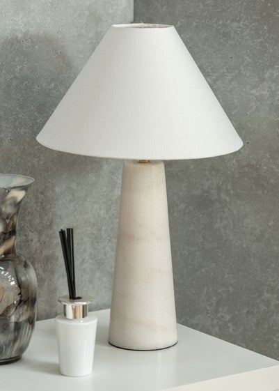 ValueLights Margot White Marble Table Lamp (45cm x 32cm x 32cm)