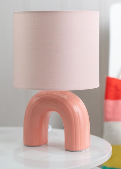 ValueLights Arched Pink Table Lamp (28.5cm x 18cm x 18cm)